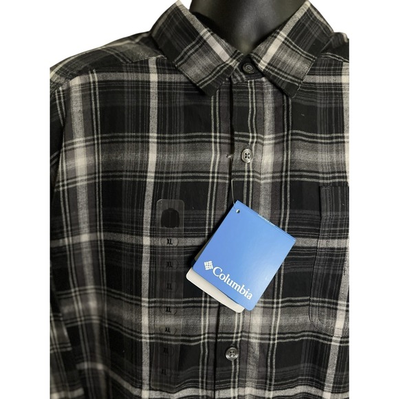 Columbia Cornell Woods Men's Size XL Flannel Long Sleeve Shirt Black Gray NWT - Picture 3 of 9